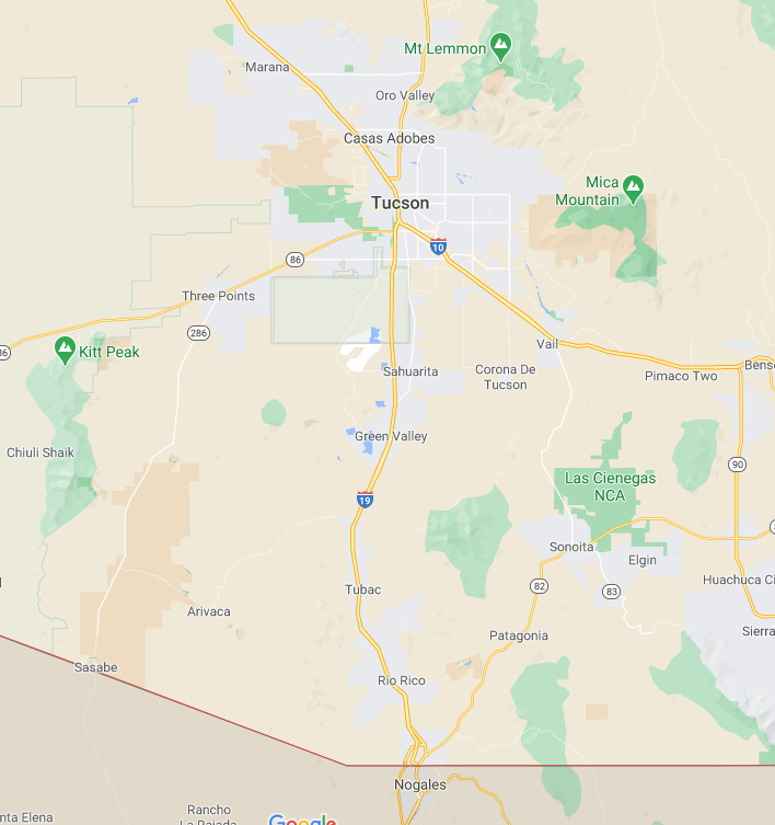 Map of southern Arizona